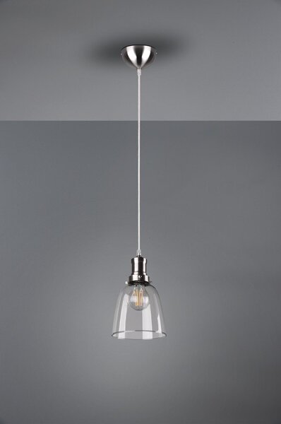 Lampadario argentato con paralume in vetro ø 14 cm Vita – Reality