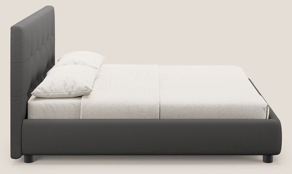 Minato letto imbottito contenitore con testata trapuntata in ecopelle