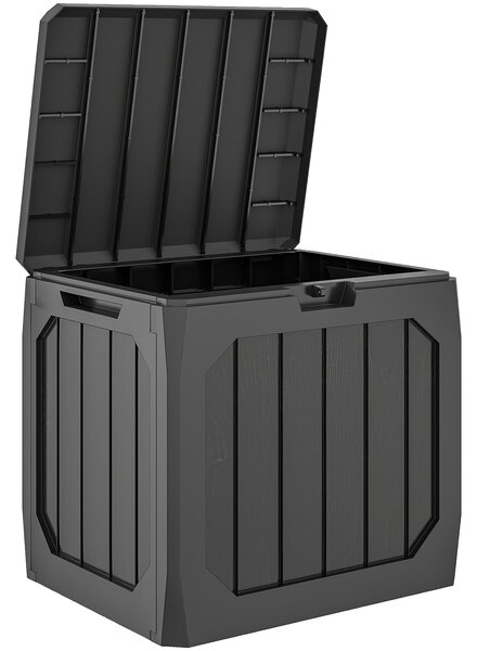 Outsunny Baule da Giardino 121L in Plastica con Maniglie e Impermeabile, 56x45x53 cm, Nero | Aosom Italy