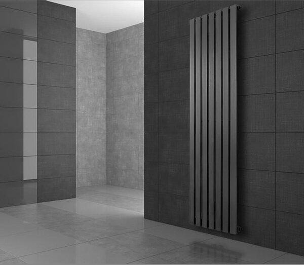 LuxeBath Stella Design radiatore a pannello attacco centrale 480 x 1800 mm antracite con set di collegamento incl. termostato attraverso il pavimento, senza elemento riscaldante