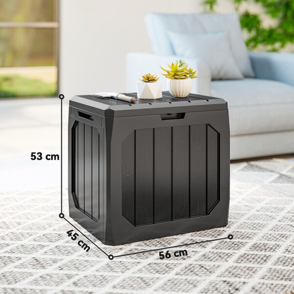 Outsunny Baule da Giardino 121L in Plastica con Maniglie e Impermeabile, 56x45x53 cm, Nero | Aosom Italy