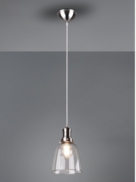 Lampadario argentato con paralume in vetro ø 14 cm Vita – Reality