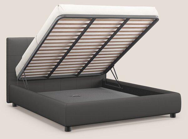 Minato letto imbottito contenitore con testata trapuntata in ecopelle