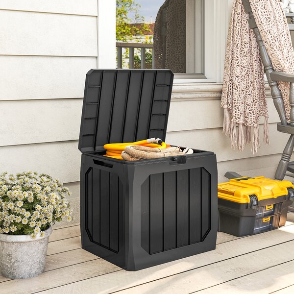Outsunny Baule da Giardino 121L in Plastica con Maniglie e Impermeabile, 56x45x53 cm, Nero | Aosom Italy