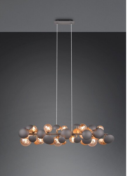 Lampada a sospensione con paralume in vetro grigio-oro Bubble - Trio Select