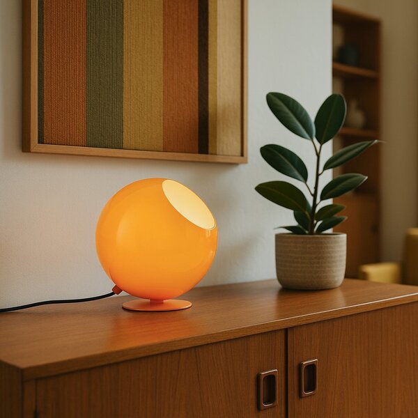 Lampada da tavolo retrò arancione con vetro - Mabel
