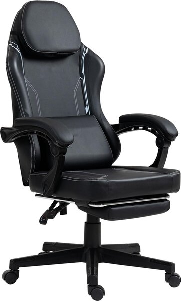 VDD - Sedia da gioco nera - poggiapiedi - ergonomica - regolabile in altezza
