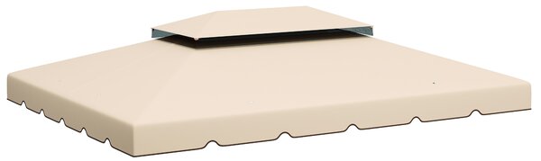 Tetto per Gazebo 3x4 m a 2 Livelli con 8 Fori di Drenaggio in Poliestere Bianco Crema