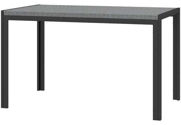 Tavolo da Giardino per 4 Persone con Struttura in Metallo 120x70x72 cm in Rattan PE Grigio