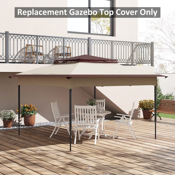 Tetto per Gazebo Pop Up da 3.25x3.25 m a 2 Livelli con Protezione UV 30+ Beige