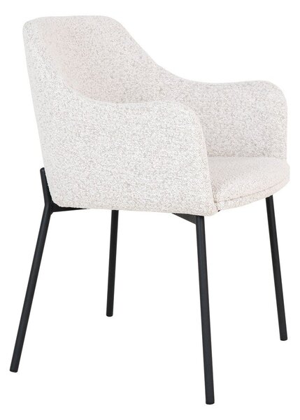 Sedia da pranzo bianca in imbottito con braccioli Melilla – House Nordic