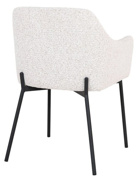Sedia da pranzo bianca in imbottito con braccioli Melilla – House Nordic