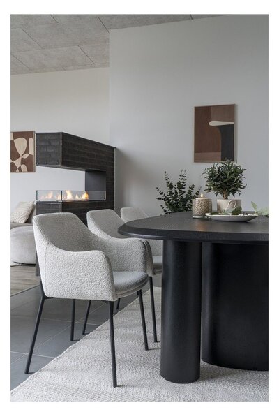 Sedia da pranzo bianca in imbottito con braccioli Melilla – House Nordic