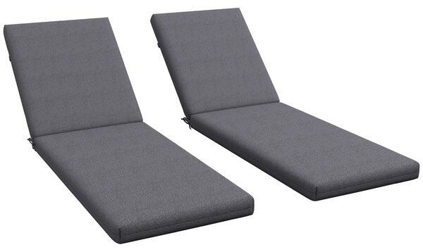 Outsunny Set 2 Cuscini per Sedie da Esterno con Lacci e 2 Imbottiture, in Poliestere e Cotone, 190.5x58.4x7 cm, Grigio | Aosom Italy