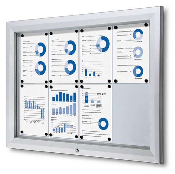 Bacheca da Esterno con Apertura a Ribalta 102,5x76x4,7 cm in Alluminio con Led Silver