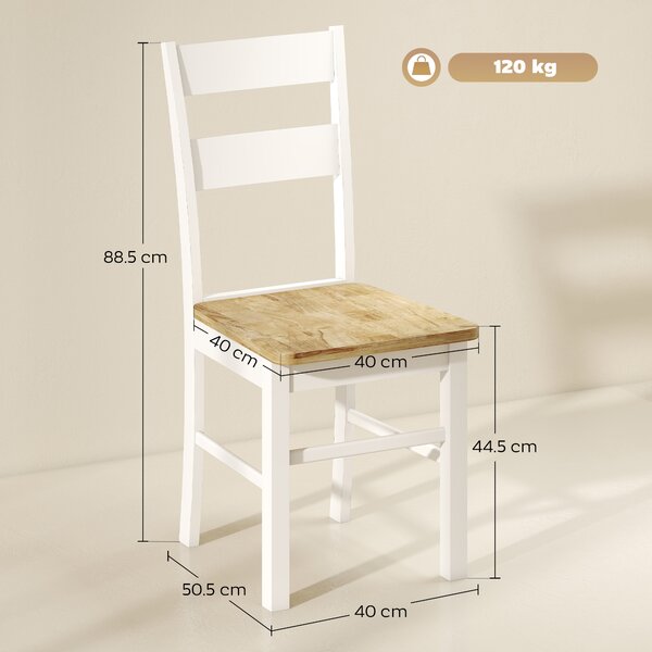 HOMCOM Set di 2 Sedie Moderno da Cucina con gambe robuste e Legno di Gomma, Piedini protettivi, Schienale leggermente curvato, Bianco| Aosom Italy