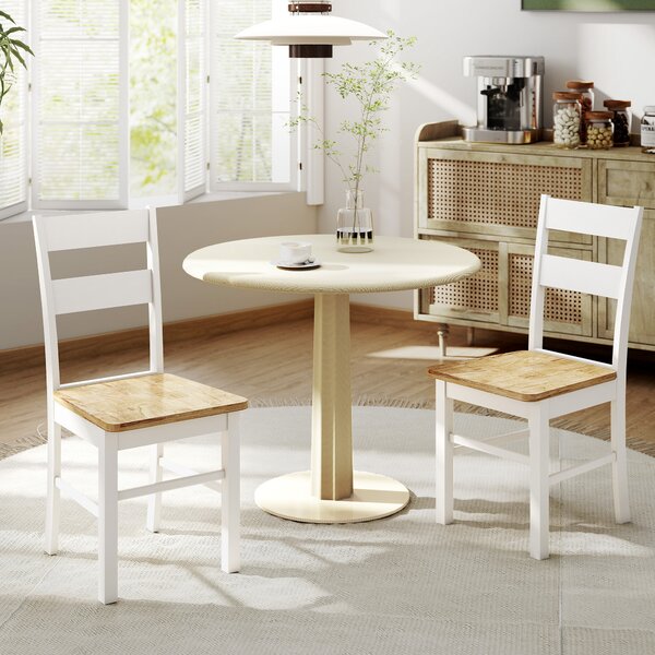 HOMCOM Set di 2 Sedie Moderno da Cucina con gambe robuste e Legno di Gomma, Piedini protettivi, Schienale leggermente curvato, Bianco| Aosom Italy