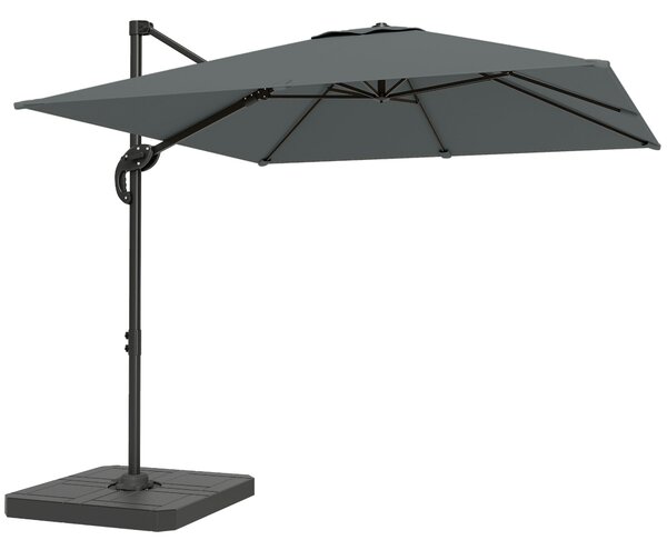 Outsunny Ombrellone da Giardino Ombrellone da Esterno Decentrato 2.4x2.4m Grigio | Aosom Italy