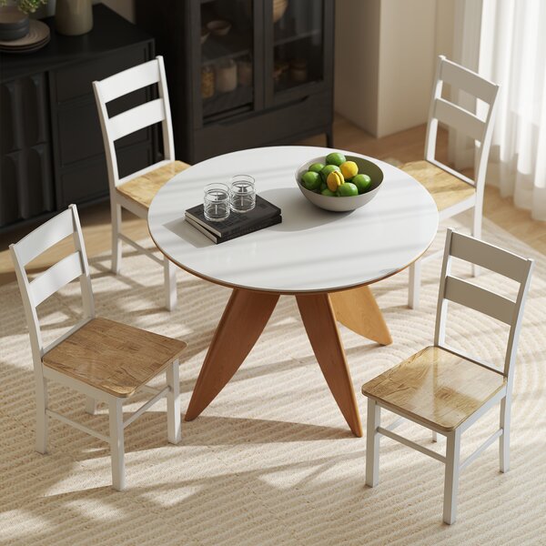 HOMCOM Set di 2 Sedie Moderno da Cucina con gambe robuste e Legno di Gomma, Piedini protettivi, Schienale leggermente curvato, Bianco| Aosom Italy