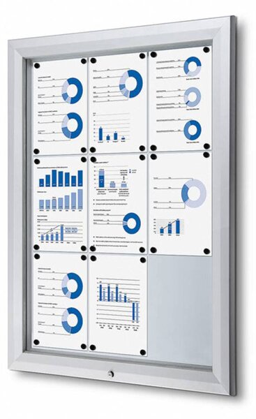 Bacheca da Esterno con Apertura a Ribalta 80,5x106,7x4,7 cm in Alluminio con Led Silver