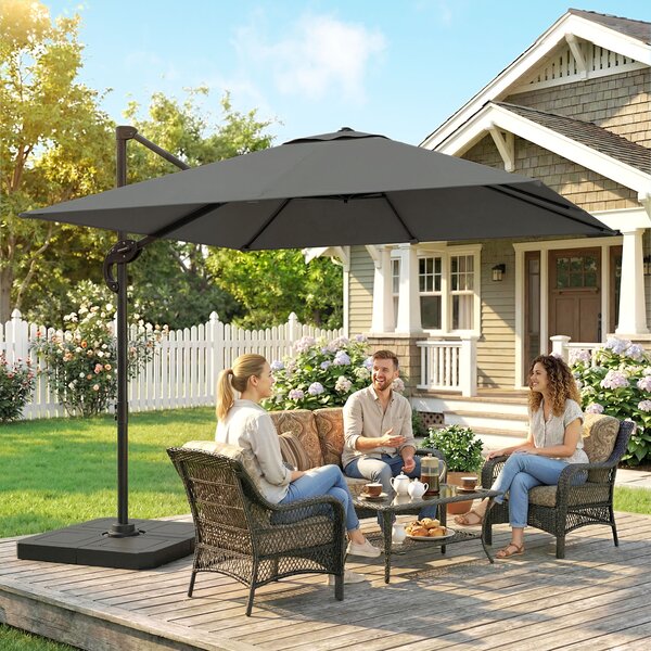Outsunny Ombrellone da Giardino Ombrellone da Esterno Decentrato 2.4x2.4m Grigio | Aosom Italy