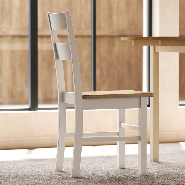 HOMCOM Set di 2 Sedie Moderno da Cucina con gambe robuste e Legno di Gomma, Piedini protettivi, Schienale leggermente curvato, Bianco| Aosom Italy