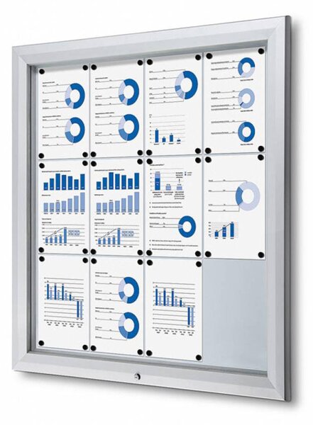 Bacheca da Esterno con Apertura a Ribalta 102,5x106,7x4,7 cm in Alluminio con Led Silver
