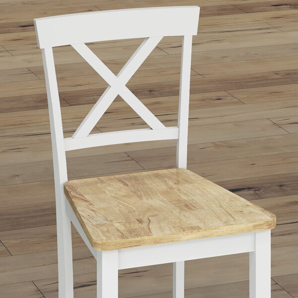 HOMCOM Set di 2 Sgabelli da Bar con Schienale e Poggiapiedi, Legno di Gomma, per Cucina, Sala da Pranzo, Bar, Rovere+Bianco | Aosom Italy