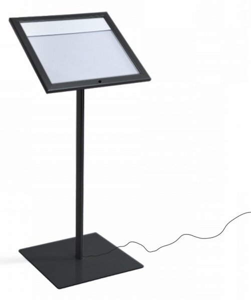 Espositore a Leggio con Piantana 50,5x47,7x2,3 cm in Alluminio con Led Porta Menù Nera
