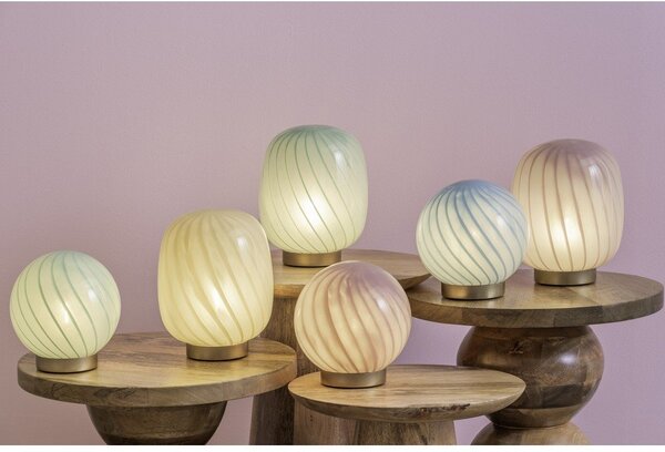 Lampada da tavolo azzurra con paralume in vetro (altezza totale 20 cm) Summer Globe – Leitmotiv