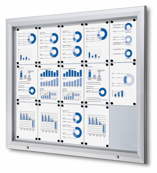Bacheca da Esterno con Apertura a Ribalta 124,5x106,7x4,7 cm in Alluminio con Led Silver