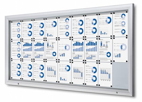 Bacheca da Esterno con Apertura a Ribalta 212,5x106,7x4,7 cm in Alluminio con Led Silver