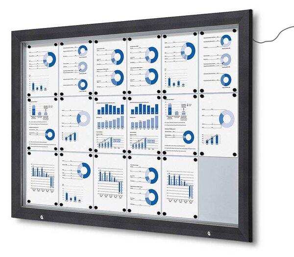Bacheca da Esterno con Apertura a Ribalta 146,5x106,7x4,7 cm in Alluminio con Led Grigio Antracite