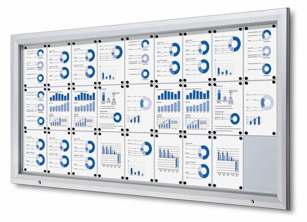 Bacheca da Esterno con Apertura a Ribalta 212,5x106,7x4,7 cm in Alluminio con Led Silver