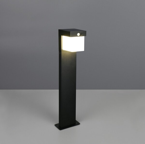Illuminazione esterna LED con alimentazione a pannelli solari con sensore di movimento a colonna (altezza totale 50 cm) Colombo – Reality