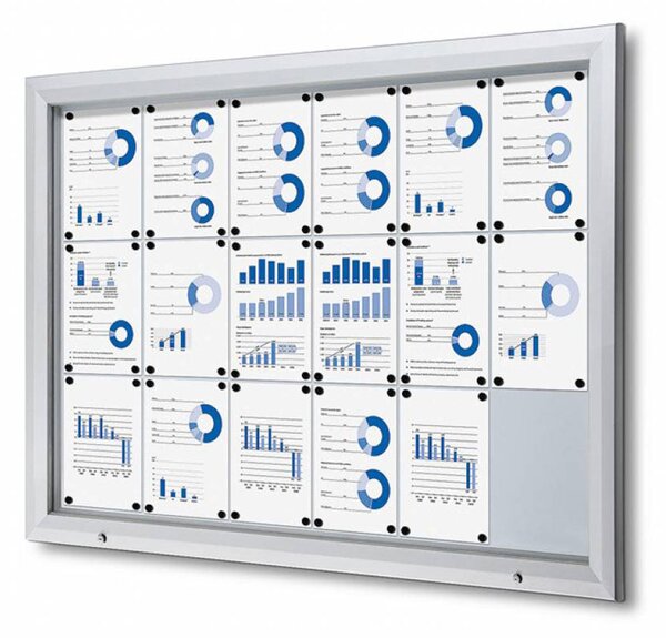 Bacheca da Esterno con Apertura a Ribalta 146,5x106,7x4,7 cm in Alluminio con Led Silver