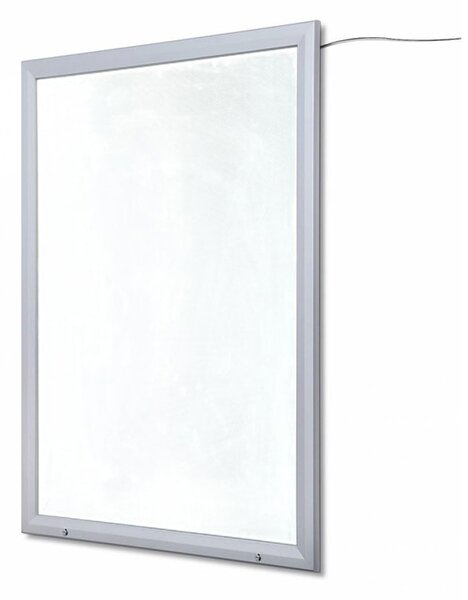 Bacheca con Apertura a Ribalta 100x140 cm in Alluminio Retroilluminata con Led Porta Poster Silver