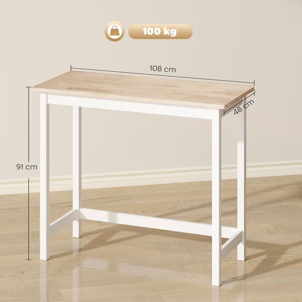 HOMCOM Tavolo da bar, Finitura in Rovere, compatto, Spazio per 2 persone, Legno Naturale+Bianco | Aosom Italy
