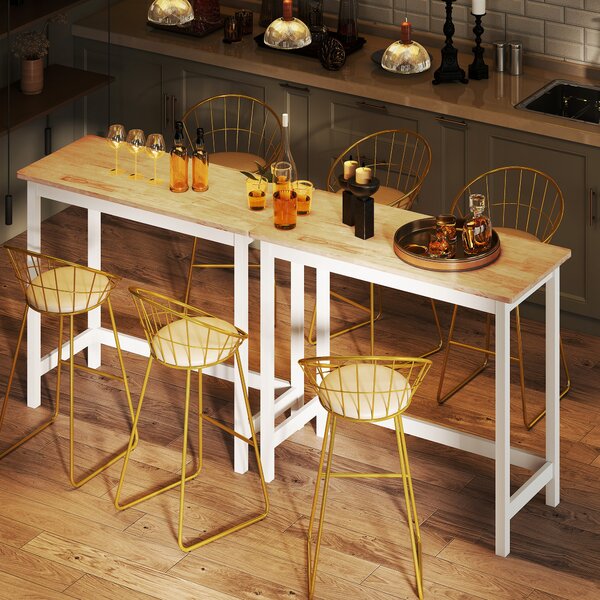 HOMCOM Tavolo da bar, Finitura in Rovere, compatto, Spazio per 2 persone, Legno Naturale+Bianco | Aosom Italy