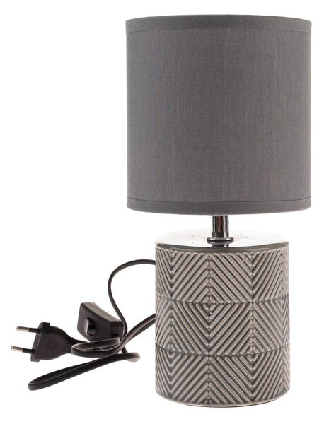 Lampada da tavolo grigia con paralume in tessuto (altezza totale 27 cm) – Dakls