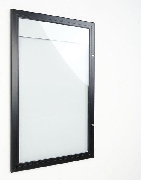 Bacheca con Apertura a Battente 51,5x79,0x2,3 cm in Alluminio Nera