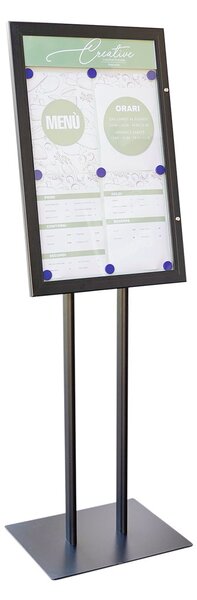 Espositore a Leggio con Piantana 51,4x79 cm in Alluminio Porta Menù Nera