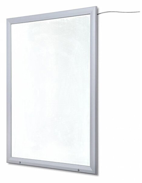 Bacheca con Apertura a Ribalta 100x140 cm in Alluminio Retroilluminata con Led Porta Poster Silver