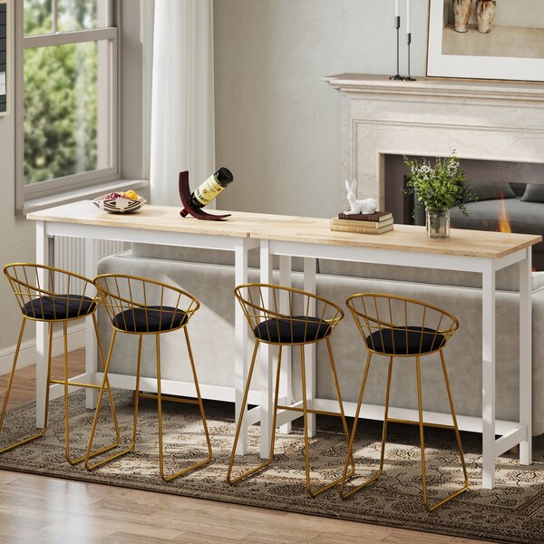HOMCOM Tavolo da bar, Finitura in Rovere, compatto, Spazio per 2 persone, Legno Naturale+Bianco | Aosom Italy
