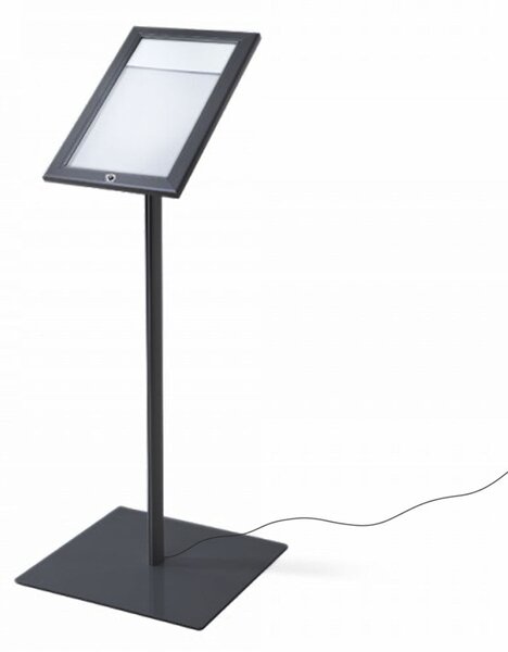 Espositore a Leggio con Piantana 29x47,7x2,3 cm in Alluminio con Led Porta Menù Nera