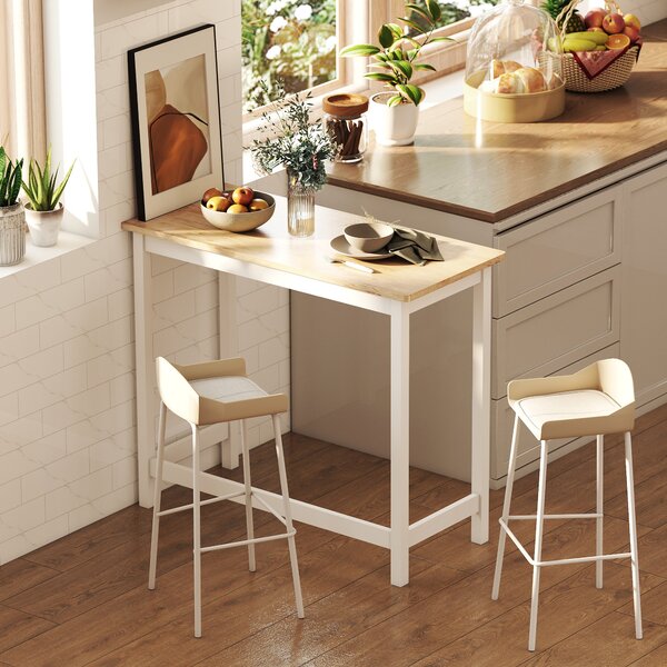 HOMCOM Tavolo da bar, Finitura in Rovere, compatto, Spazio per 2 persone, Legno Naturale+Bianco | Aosom Italy