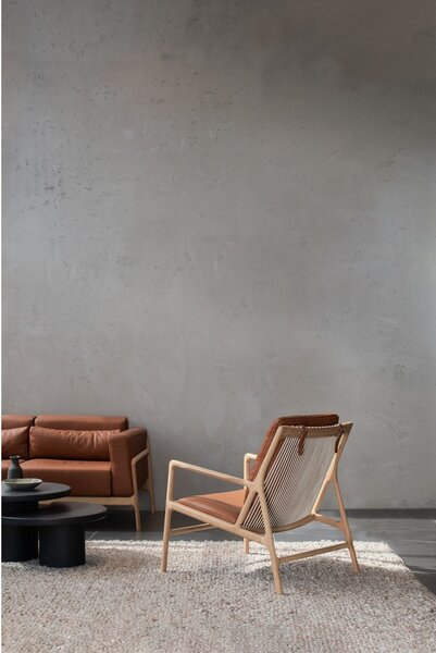 Divano in pelle di bufalo marrone cognac con struttura in rovere massiccio , 240 cm Fawn - Gazzda