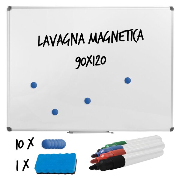Lavagna per Ufficio Magnetica 120x90 cm in Alluminio Silver
