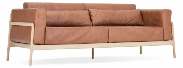 Divano in pelle di bufalo marrone cognac con struttura in rovere massiccio , 240 cm Fawn - Gazzda