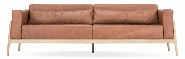 Divano in pelle di bufalo marrone cognac con struttura in rovere massiccio , 240 cm Fawn - Gazzda